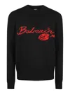 Balmain Virgin Wool Kiss Sweater With Lips Motif In Black