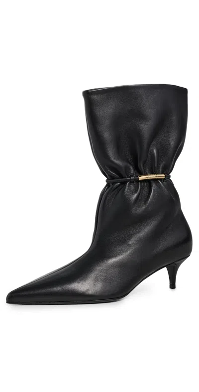 Balmain Lambskin Kitten Heel Ankle Boot In Black