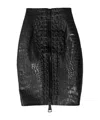 Balmain Knee-length Crocodile Print Midi Skirt In Black