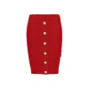 Balmain Button-embellished Midi Skirt In Red