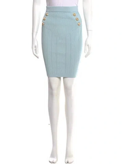Pre-owned Balmain Knee-length Skirt W/ Tags In Blue
