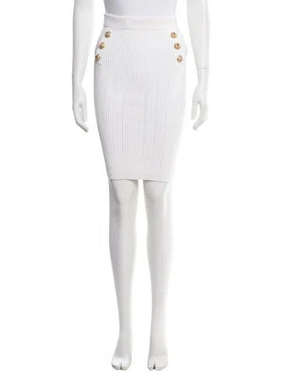 Pre-owned Balmain Knee-length Skirt W/ Tags In White