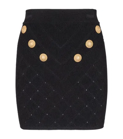 Balmain High Waisted 6 Button Knit Skirt In Black