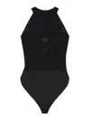 Balmain Geometric-jacquard High-neck Bodysuit In Black