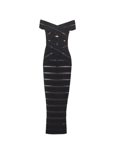 Balmain Knit Bodycon Midi Dress In Black