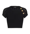Balmain 3-button Fine Knitted T-shirt In Black