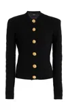 Balmain Knit Cardigan With Structured Shoulders In Black