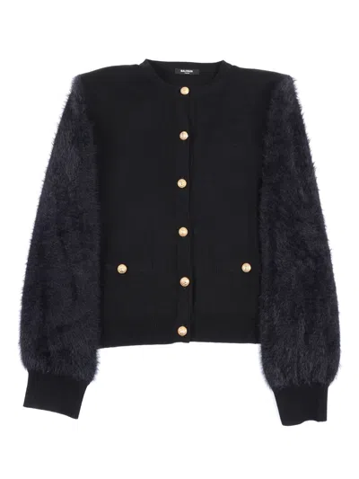 Balmain Kids' Knit Cardigan In Black