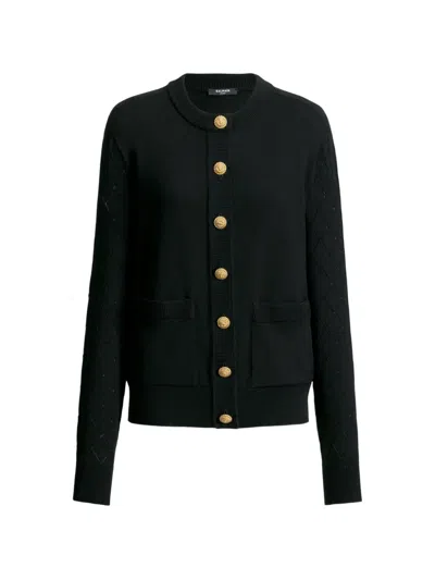 Balmain Merino Wool Cardigan In Black