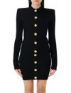 Balmain Knit Cardigan With Structured Shoulders In Black