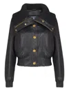 Balmain Knit-collar Button Jacket In Black