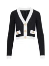 Balmain Contrast-border Ribbed Knit Cardigan In Black  