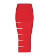Balmain Knit Cut-out Maxi Skirt In Red