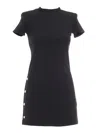 Balmain Embossed-button Dress In Black