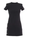 Balmain Embossed-button Dress In Black