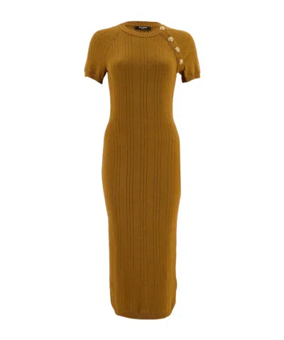 Balmain Knit Dress In Brown