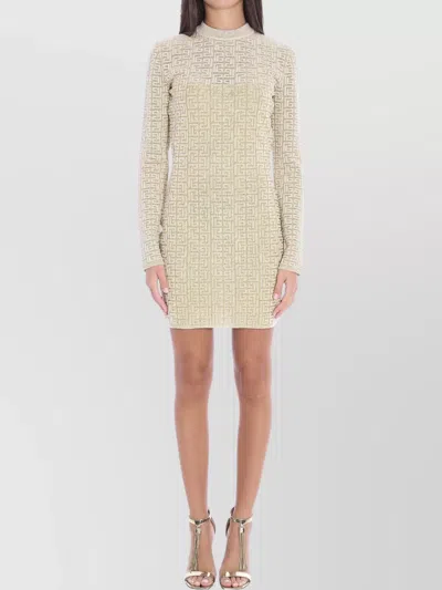 BALMAIN KNIT DRESS MONOGRAM GEOMETRIC PATTERN