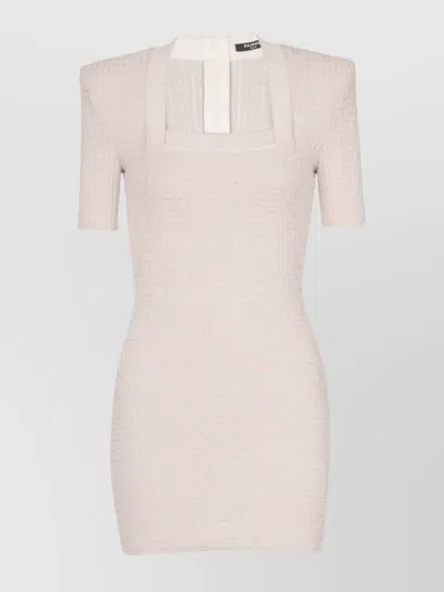 Balmain Knit Dress Square Neckline In Pink
