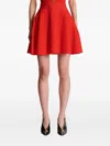 Balmain Flared Crocodile-knit Skirt In Orange