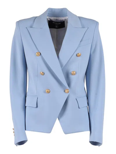 Balmain Knit Jacket In Blue