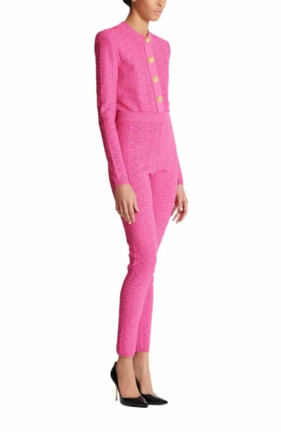 Balmain Knit Leggings With Monogram