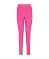 Balmain Knit Leggings With Monogram In Pink
