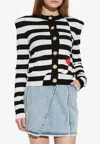 Balmain Face Mariniere Knit Strong-shoulder Cardigan