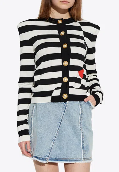 BALMAIN KNIT MARINIÈRE STRIPED CARDIGAN