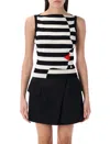 Balmain Boat-neck Face Mariniere Knit Tank Top