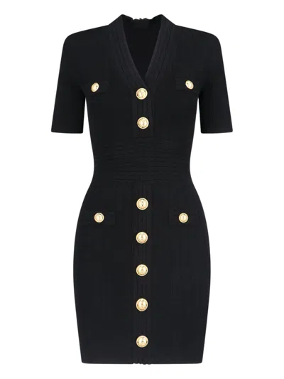 Balmain Knit Mini Dress In Black