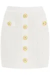Balmain Knit Mini Skirt With Embossed Buttons Women In Bianco