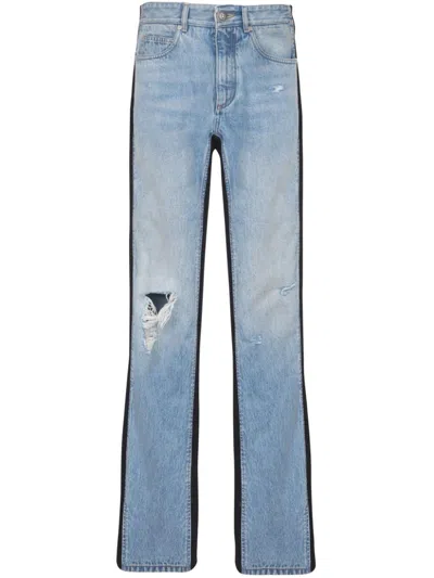 Balmain Knit-panel Denim Jeans In Blue