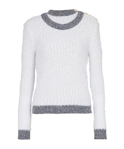 Balmain Knit Pullover With Buttons In White