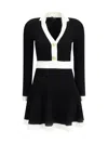 Balmain Colorblock Twisted Cable Long Sleeve Sweater Dress