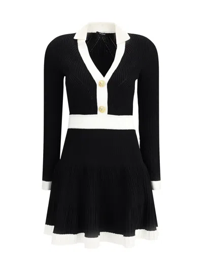 Balmain Knit Short Dress In Black