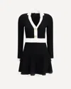 Balmain Colorblock Twisted Cable Long Sleeve Sweater Dress In Black