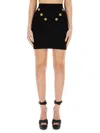 Balmain Fitted Knit Skirt With Textured Pattern In Black