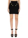 Balmain Ribbed Mini Skirt In Black