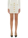 Balmain Knit Mini Skirt With Embossed Buttons Women In White
