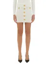 Balmain Knit Mini Skirt With Embossed Buttons Women In White