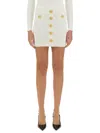 Balmain Viscose Blend Skirt With Iconic Buttons In White
