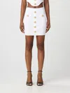 Balmain Knit Mini Skirt With Embossed Buttons Women In White
