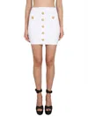 Balmain Knit Mini Skirt With Embossed Buttons Women In White