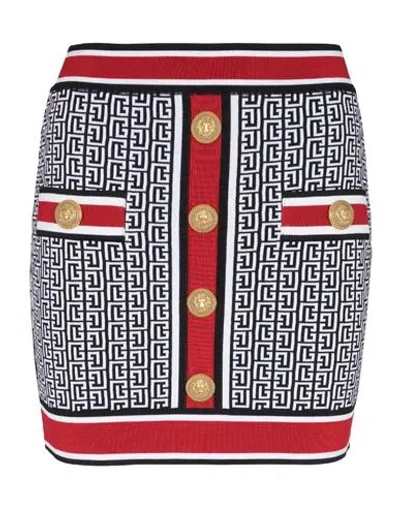 Balmain Embroidered Viscose Blend Mini Skirt In Red