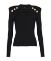 Balmain Crew-neck Sweater With Buttons In Black
