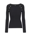 Balmain Sweater Three Buttons Crew Neck Ribbed In Black