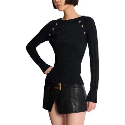 Balmain Knit Top With Buttons In Black