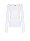 Balmain Knit Top With Buttons In White