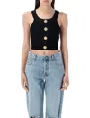 Balmain Button Embellished Cropped Top