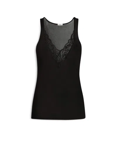 Balmain Knit Vest Top With Lace In Black